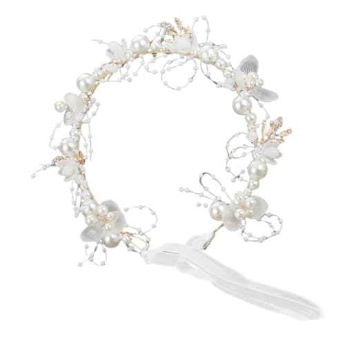 ERINGOGO Blumen Stirnband mit Perlen Leichter Haarschmuck für Hochzeit Party und Fotoshooting Verstellbares Blumenkranz Design für Mädchen und Brautjungfern von ERINGOGO