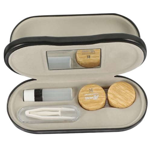 ERINGOGO Brillenetui Aus Kunstleder Faltbares Brillen Und Kontaktlinsen Organizer Im Holzdesign Outdoor Brillenbehälter Für Sonnenbrillen Und Fahrbrillen Dual von ERINGOGO