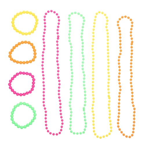 ERINGOGO Bunte Perlenketten mit Armbändern Leichte Böhmische Halsketten für Party Fasching Karneval und Bühnenauftritte Komfortabel und Handgefertigt für Foto shootings von ERINGOGO