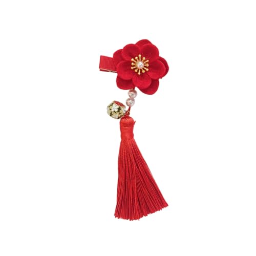 ERINGOGO Chinesische Haarnadel Tassel Haarclip für Mädchen Rot Traditioneller Chinesischer Stil Dekorativer Haarschmuck für Einfach zu Befestigen Geeignet für Alltag und Festtage von ERINGOGO