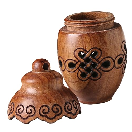 ERINGOGO DIY Duftflasche mit Skulptur Design Hängende Aromatherapie Flasche für Duftperlen Retro Holzmaserung als für und Familie von ERINGOGO