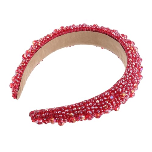 ERINGOGO Damen Haarband Perlen Handgefertigt Rotes Mode Stirnband Hochzeitsstirnband Party Haarschmuck von ERINGOGO