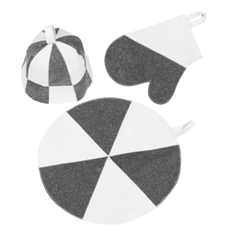 ERINGOGO Dicke Filzsaunakappe mit Hoher Wasseraufnahme Hitzebeständig und Isolierend Inklusive Handschuhe und Matte für Damen und Herren für Dampfbad und Saunaraum von ERINGOGO