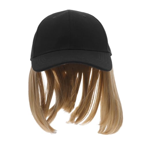 ERINGOGO Einteilige Baseballcap mit Kurzer Gerader Haarverlängerung Damen Haarperücke aus Hitzebeständigem Fasermaterial Wig für Frühling Sommer von ERINGOGO