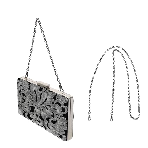 ERINGOGO Elegante Bestickte Clutch Handtasche Damen Abendtasche mit Silberner Kette Klassisch Kunstvoll Handgehalten für Hochzeit Party und Festliche Anlässe von ERINGOGO