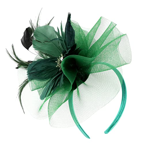 ERINGOGO Eleganter Federkopfschmuck Aus Netzstoff Mit Blumenform Dunkelgrüner Haarspangen Und Haarschmuck Für Partys Und Besondere Anlässe von ERINGOGO