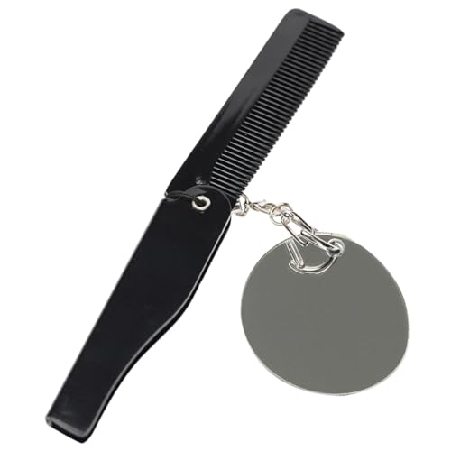 ERINGOGO Faltbarer Herren Klappkamm mit Feiner Zahnung und Ovalem Spiegel Tragbarer Reisekamm als Schlüsselanhänger Kompakt Leicht Robust für Bartpflege Unterwegs von ERINGOGO