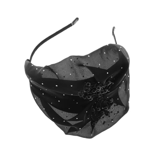 ERINGOGO Fascinator Stirnband Damen Spitzen Halbhut Haarschmuck für Hochzeiten Abendpartys und Teepartys Komfortabler Modischer Mesh Haarreif mit Silbernen Punkten von ERINGOGO