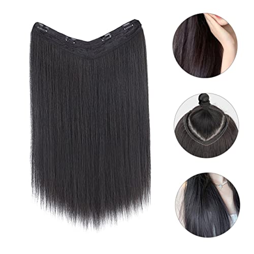 ERINGOGO Förmiges Clip in Haarteil Synthetische Natürlich Aussehende Glatte Haarverlängerung für Damen Hautfreundlich Vielseitig Tragbar Einfach zu Befestigen Geeignet für Alltag und von ERINGOGO
