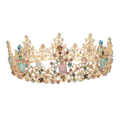 ERINGOGO Frauen Hochzeitskrone mit Kristallverzierung Braut Haarkrone Barockstil Rundes Design Feiner Schmuck für Braut und Besondere Anlässe von ERINGOGO