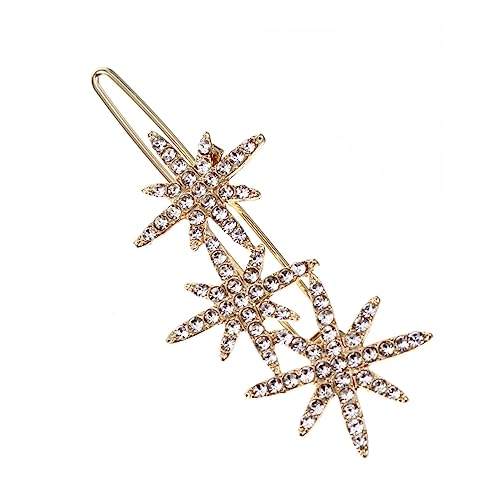 ERINGOGO Goldene Schneeflocken und Stern Haarspangen aus Legiertem mit Funkelnden Strasssteinen Langlebiger Haarschmuck für Frauen Festliche Haarclips für Weihnachten und Alltag von ERINGOGO