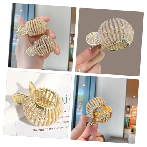 ERINGOGO Goldfarbener Perlen haarklammer für Hohen Pferdeschwanz Metallhaarspange mit Fester Fixierung Eleganter Damen haarschmuck für Dickes und Langes Haar Modisch und Robust für Alltag von ERINGOGO