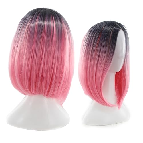 ERINGOGO Bob Perücke Farbverlauf Damen Kunsthaar Cosplay Kurze Gerade Hochtemperatur Perücke für Alltagsgebrauch Partys und Halloween von ERINGOGO