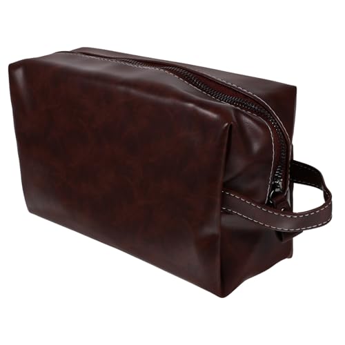 ERINGOGO Große PU Leder Kulturtasche Herren Reise Toiletry Bag mit Dekorativem Design Geräumig Leicht Langlebig Vielseitig für Waschutensilien und Make Up Robust und Formbeständig für von ERINGOGO