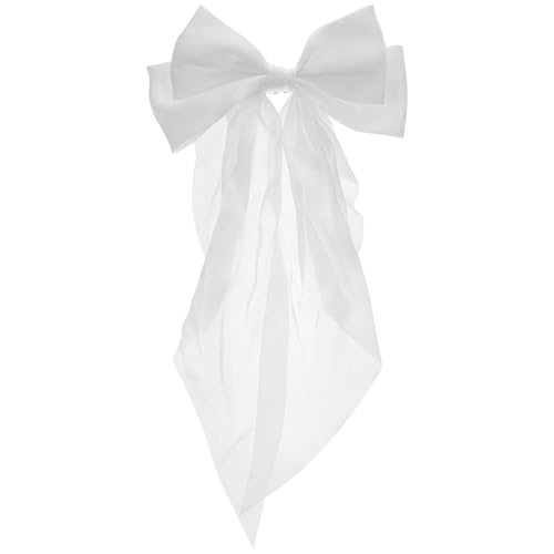 ERINGOGO Großer Haarschleifen clip Weiß Eleganter Hochzeit Haarspange Damen Mädchen Vielseitiges Haarschmuck accessoire für Geburtstag Party Festliche Anlässe Langlebig und Formstabil von ERINGOGO