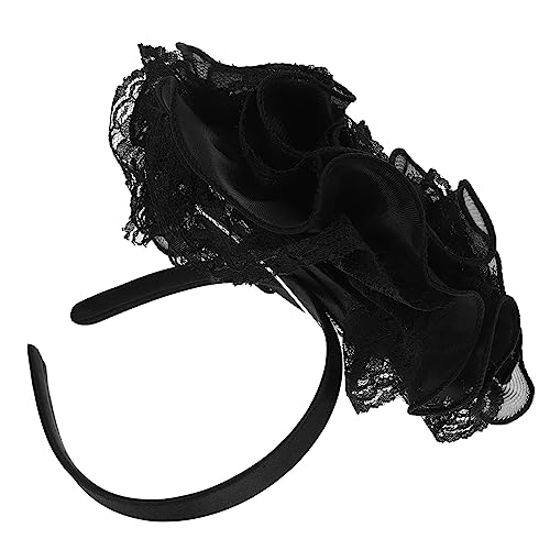 ERINGOGO Großes Spitzen Blumenhaarband Damen Vintage Stirnband für Hochzeit Braut Party Eleganter Haarschmuck für Festliche Anlässe und Fotoshootings Schwarzes Kopfschmuck Accessoire von ERINGOGO