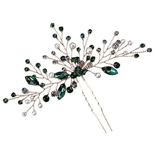 ERINGOGO Grüne Haarnadel U Form Strass Haarspange Braut Haarschmuck Hochzeit Damen Brautjungfer Zubehör von ERINGOGO