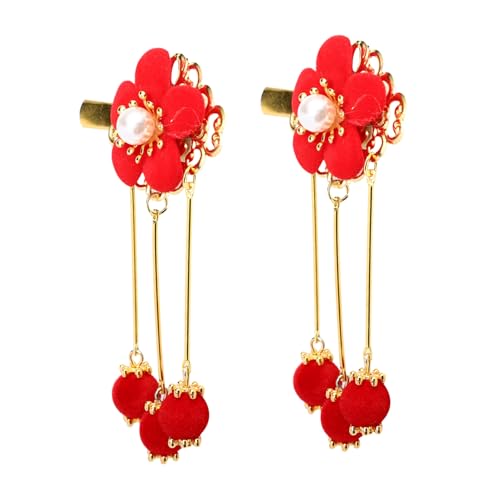 ERINGOGO Haarklammern Chinesischer Stil Blumen Quaste Haarschmuck für Mädchen Retro Haarnadeln Haarschmuck Haarspangen Niedliche Haarklammern für Kleine Mädchen von ERINGOGO