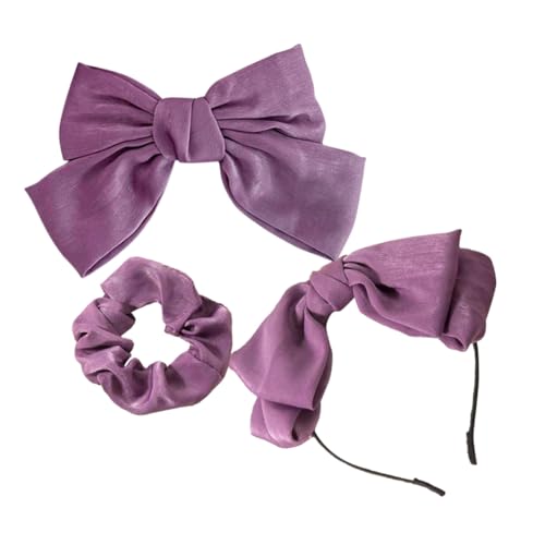ERINGOGO Haarschleifen-set für Teenager Mädchen Haar-accessoires Set mit Violettem Haargummi Haarreif und Haarclip Bequemes Metallmaterial Vielseitig für Verschiedene Frisuren Geeignet von ERINGOGO