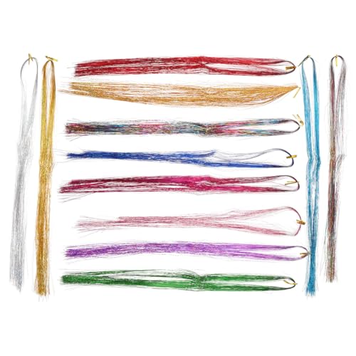 ERINGOGO Hair Tinsel Farben mit Häkelnadel und Perlenwerkzeug Bunte Glitzersträhnen zum Einflechten Leichtes Haarschmuck Frauen Mädchen Party Festival von ERINGOGO