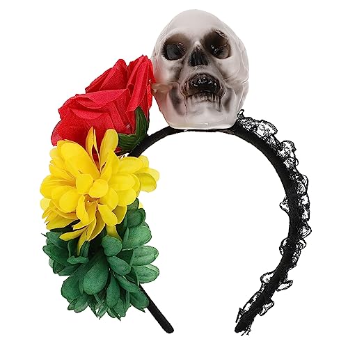 ERINGOGO Halloween Haarschmuck Blüten Stirnband mit Skelett Design Leichtes Haaraccessoire für Kostümfest Foto Requisiten Bequemer Kopfschmuck für Party und Karneval von ERINGOGO
