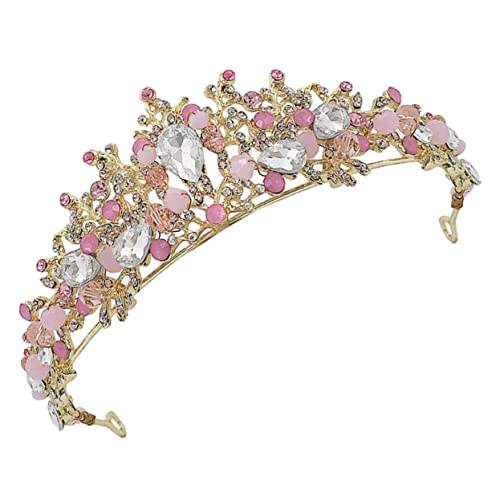 ERINGOGO Handgefertigte Brautkrone Rosa Haarschmuck Damen Hochzeit Party Tiara Diadem für Festliche Anlässe und Fotoshootings von ERINGOGO