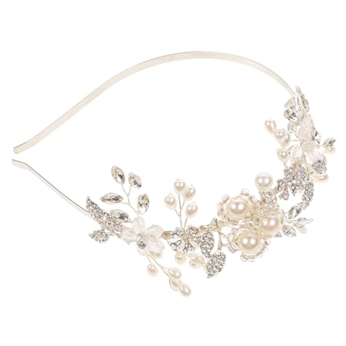 ERINGOGO Handgefertigtes Perlen Blumen Haarband Brautschmuck Weißer Stirnband Haarschmuck Hochzeit Tiara Braut Accessoire von ERINGOGO