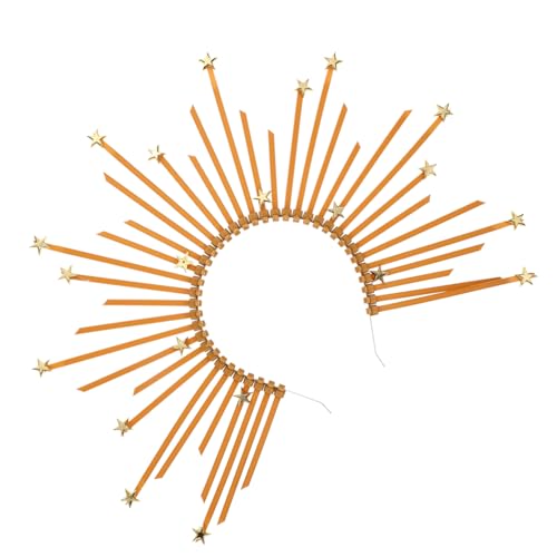 ERINGOGO Heiligenschein Stirnband Damen Goldener Mary Haarreif mit Fünf Sternen Leichtes und Komfortables Kopfschmuck für Halloween Kostüme Partys und Festliche Anlässe von ERINGOGO