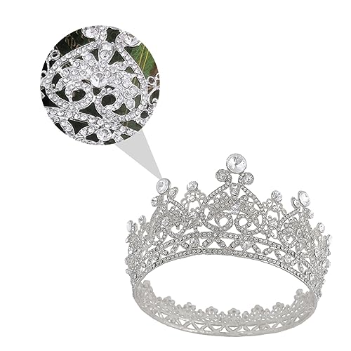 ERINGOGO Hochwertige Brautkrone Silber Haarschmuck mit Funkelnden Strasssteinen Handgefertigte Kopfzierde für Hochzeit und Festliche Anlässe Sicherer durch Stabile Endringe Langlebiges von ERINGOGO
