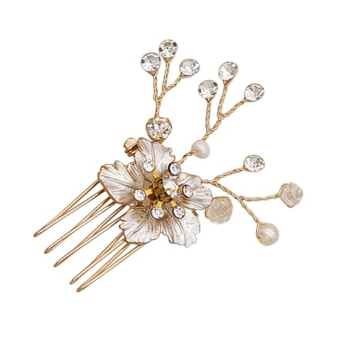 ERINGOGO Hochwertiger Haarkamm mit Strassbesetzter Blumenapplikation Langlebige Legierung Eleganter Brautschmuck für Hochzeit Party und Festliche Anlässe Einfach zu Befestigen Goldfarben von ERINGOGO