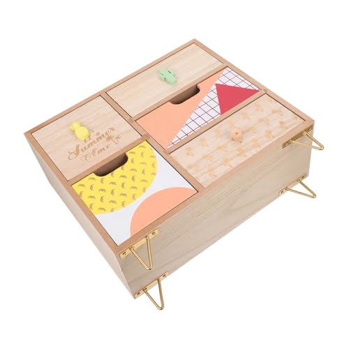ERINGOGO Holz Aufbewahrungsbox mit Desktop Storage Cabinet für Schmuck Kosmetik und Kleinteile Mehrschichtiger Organizer für Büro und Zuhause Multifunktional und Platzsparend von ERINGOGO
