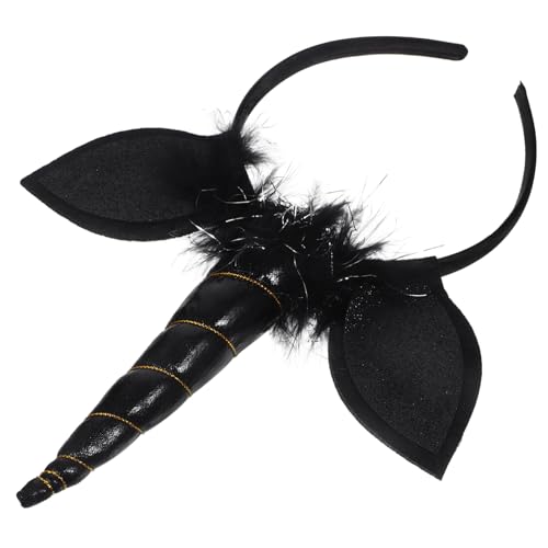 ERINGOGO Einhorn Haarreifen Schwarz Junge Mädchen Party Kopfschmuck Cosplay Haarband Dekor Accessoire Schwarz von ERINGOGO