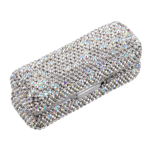 ERINGOGO Lipstick Case mit Integriertem Spiegel Funkelnder Strass Dekor Robuster Metall und Glas Konstruktion Kompakt und Reisefreundlich Eleganter Lippenstifthalter für Make Up Organizer von ERINGOGO