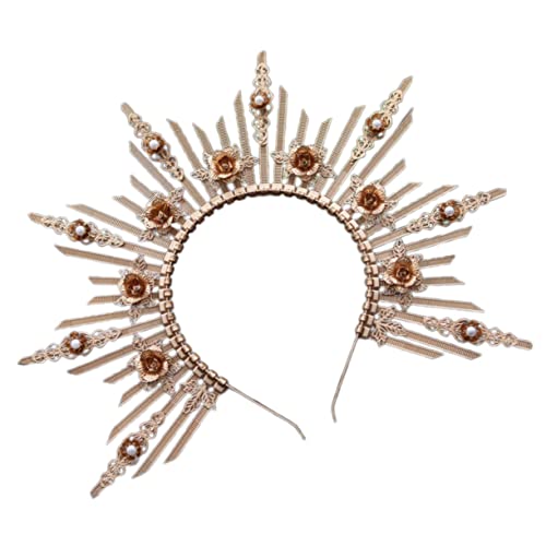 ERINGOGO Lolita Mädchen Krone Haarreif Goldener Göttin Kopfschmuck für Cosplay Party Tanz Hochzeit Karneval Stirnband Damen Haarschmuck von ERINGOGO
