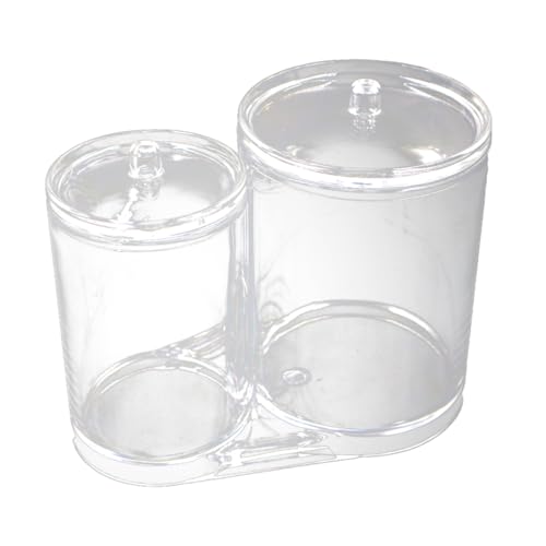 ERINGOGO Makeup Organizer Aufbewahrungsbox mit Deckel Transparenter Doppellochiger Kosmetikbehälter für Wattepads Wattestäbchen und Zubehör Leicht Robust und Reisefreundlich Große von ERINGOGO