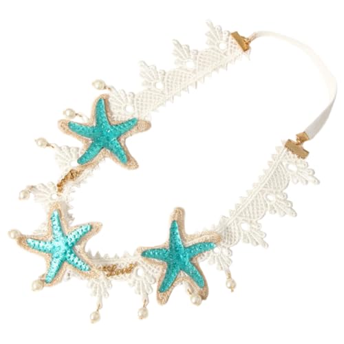 ERINGOGO Meerjungfrau Haarreif mit Spitzenverzierung und Perlen Eleganter Kopfschmuck für Damen und Mädchen Hautfreundliches Langlebiges Material Beach Headband für Party und Cosplay von ERINGOGO