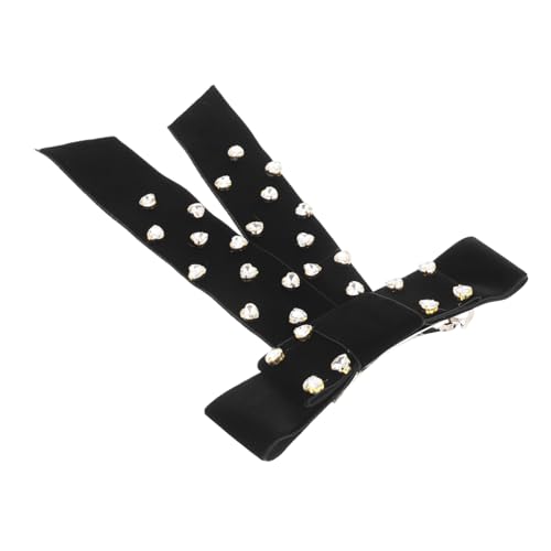 ERINGOGO Modische Weiße Strass haarspange mit Doppeltem Samtschleifen design Federleichter Frühlingclip für Damen und Mädchen Sicherer Halt für Hochzeiten und Partys von ERINGOGO