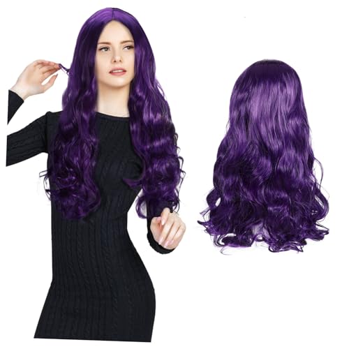 ERINGOGO Natürliche Gewellte Perücke für Frauen Lang Mittiger Scheitel Synthetische Hitzebeständige Fasern Weicher Komfort Vielseitig Stylbar für Party Cosplay und Alltag von ERINGOGO