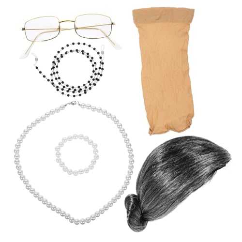 ERINGOGO Old Lady Perücke für Cosplay Atmungsaktive Kurze Lockige Großmutter Perücke Leichtes Bequemes Kostümzubehör für Halloween Bühnenauftritte Themen und Kostümpartys von ERINGOGO