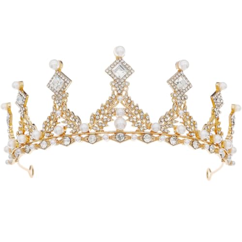 ERINGOGO Perlen Tiara Braut Haarschmuck Hochzeit Strass Diadem Damen Stirnband Eleganter Kopfschmuck für Brautjungfern und Festliche Anlässe von ERINGOGO