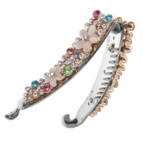 ERINGOGO Rhinestone Bananen Haarclip für Dünnes Haar Modischer Strass Haarklammer Clip Langlebiger Metall Haarschmuck für Damen Geeignet für Alltag und Party Eleganter Haarhalter mit von ERINGOGO