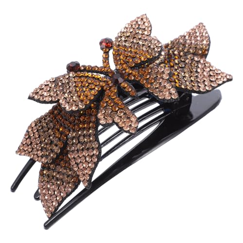 ERINGOGO Rhinestone Entenschnabel Haarklammer Damen Eleganter Strass Haarspange für Hochzeiten Partys und Alltag Schmuck Haarschmuck mit Glitzer Champagner Gold von ERINGOGO