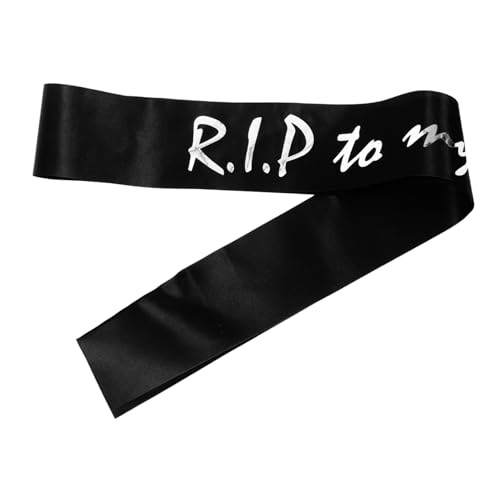 ERINGOGO Rip To My Geburtstagsschärpe Schwarz mit Silberdruck Kreative Partydekoration Stabile Leichte Geburtstags-schärpe für Frauen Bequemes Tragen für Festliche Veranstaltung von ERINGOGO