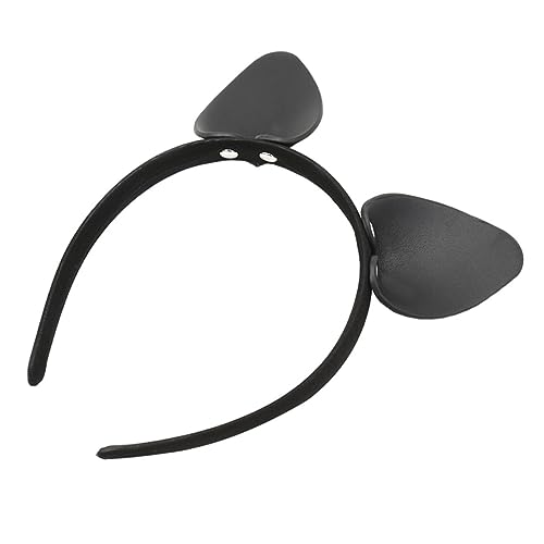 ERINGOGO Schwarzer Leder Haarreif Damen Party Headband mit Hasenohren Modisches Weiches Party Hair Hoop für Cosplay Festival Familienfeiern und Vielseitigen Haarschmuck von ERINGOGO