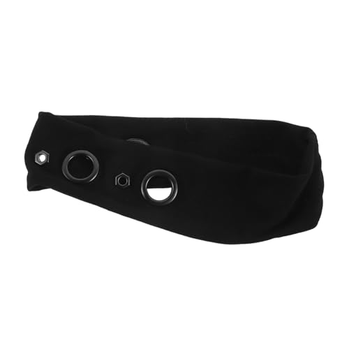 ERINGOGO Schwarzes Eyelet Haarband Damen Breites Elastisches Stirnband mit Hohlem Punk-design Vielseitiges Grommet Haaraccessoire für Musikfestivals Rockkonzerte Halloween und Alltag von ERINGOGO