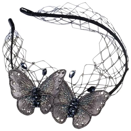 ERINGOGO Schwarzes Schmetterling Stirnband aus Hochwertigem Netzstoff mit Kristallbesatz Leichtes Langlebiges Haarband für Damen Geeignet für Partys Fotoshootings und Alltag Einheitsgröße von ERINGOGO