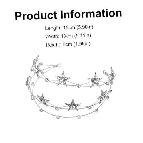 ERINGOGO Silberne Braut Tiara mit Funkelnden Sternen Leichter Haarschmuck für Hochzeit Verlobung und Party Diadem für Damen Langlebiges und Sicheres Accessoire von ERINGOGO