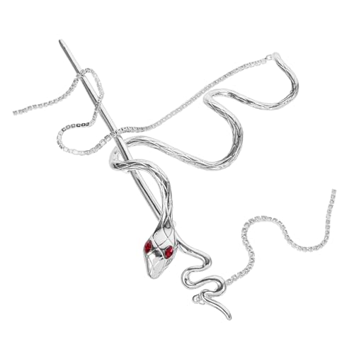 ERINGOGO Silberner Haarnadel Schlangenform mit Quaste Vintage Haarschmuck für Damen Langer Haarstab zum Einflechten und Hochsteckfrisuren Stylingaccessoire für Alltag und Festlichkeiten von ERINGOGO