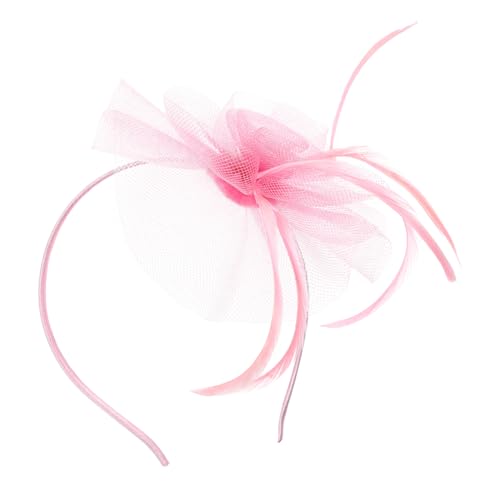 ERINGOGO Stylisches Braut Kopfschmuck Mesh Netz Haarreif mit Design Leichter und Eleganter Haarschmuck für Fotoshooting und Festliche Anlässe Rosa Farbakzent Handliches Stirnband für Damen von ERINGOGO