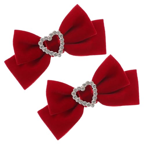 ERINGOGO Velours Schleifen Haarspangen für Mädchen Rutschfeste Alligator Clips Rote Haarschleifen Haarschmuck für Alltag und Party von ERINGOGO